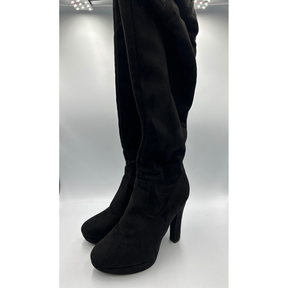 Dream Pairs Womens Black Faux Suede Thigh High Over The Knee Platform Boots 9.5